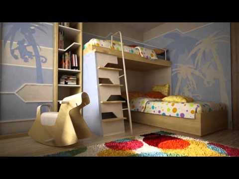 Детские комнаты с двухъярусными кроватями 