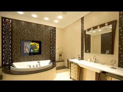 Дизайн интерьера ванной с телевизором 